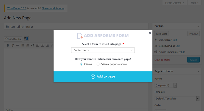  ARForms Internal Option to Add Form 