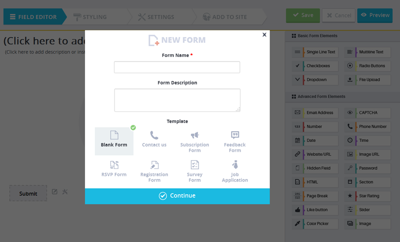 ARForms - Add New Blank Form 
