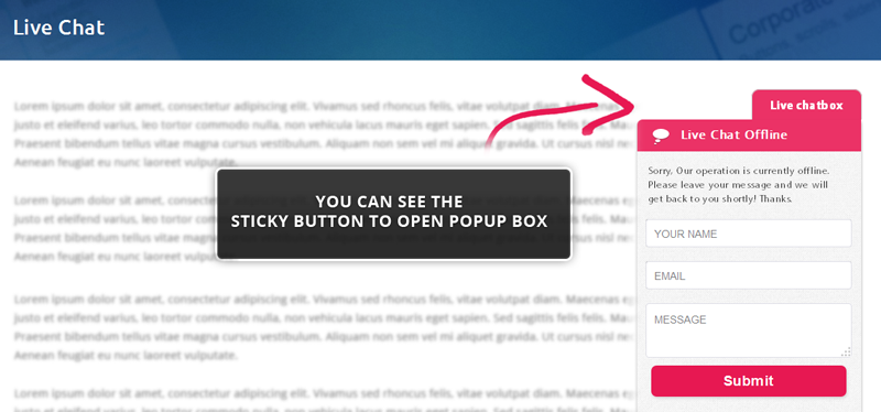 ARForms Form in Popup Window By Selecting Sticky 