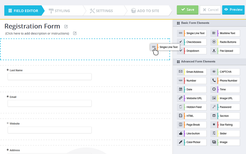 ARForms -  Add New Fields on Form 